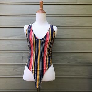 Forever 21 Multicolor Striped Bodysuit- S
